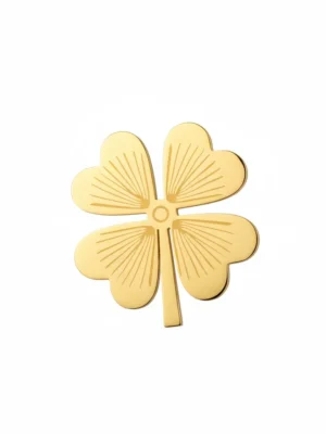 alfinete aço trevo de quatro folhas dourado
