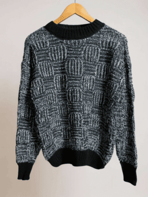 camisola malha entrançada preta xl