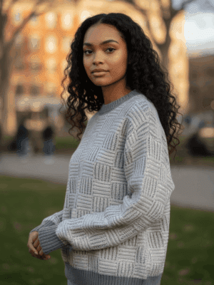 modelo camisola malha entrançada cinza ml