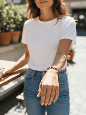 pulseira de elos com textura de corda