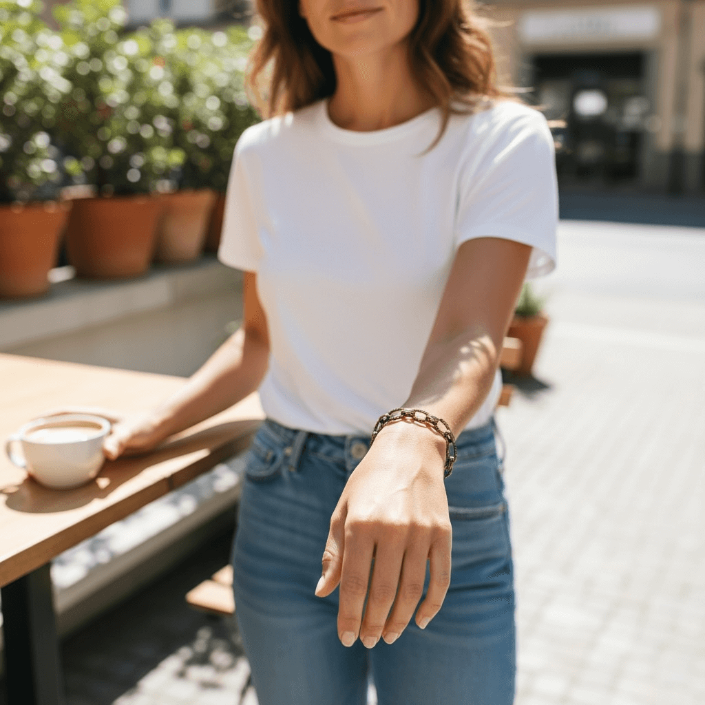 pulseira de elos com textura de corda pulseira de elos com textura de corda